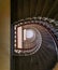 Wroclaw Poland April 16 2019 Lookup to metal old spiral staircase