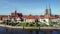 Wroclaw, Poland. Ostrow Tumski with gothic cathedral and church. Aerial video