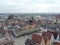 Wroclaw skyline with beautiful colorful historical houses of the Old Town, aerial view from the viewing terrace