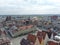Wroclaw skyline with beautiful colorful historical houses of the Old Town, aerial view from the viewing terrace