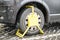 Wrong parked vehicle with yellow wheel clamp