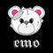 Wrong and Raped Teddy Bear. Inscription Emo. Gothic aesthetic in y2k, 90s, 00s and 2000s style. Emo Goth tattoo sticker