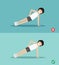 Wrong and right side plank plank posture,illustration