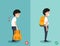 Wrong and right ways for backpack standing illustration