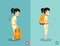 Wrong and right ways for backpack standing illustration