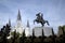 Wrought iron fence Saint Louis Cathedral Statue of Andrew Jackson