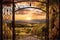 wrought iron gate framing a scenic countryside view