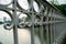 Wrought iron protective railing along bridge side over Old Harbour in city