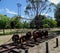 A wrought iron skeleton of a railway engine in a park in Western Australia