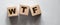 WTF abbreviation on wooden blocks, question concept, top view on grey background
