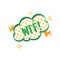 WTF! - cartoon comic book style sticker with text, isolated vector illustration