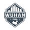 Wuhan China Travel Stamp Icon Skyline City Design Tourism.