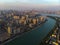 Wuhan city sunset and night aerial photography scenery in summer