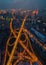 Wuhan city sunset and night aerial photography scenery in summer