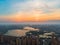 Wuhan city sunset and night aerial photography scenery in summer