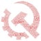 Wuhan coronavirus pandemic concept in word tag cloud on red communist symbol, hammer and sickle, background. Coronavirus 2019-nCoV