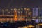 Wuhan Yingwuzhou Yangtze River Bridge night scenery