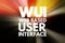 WUI - Web Based User Interface acronym, technology concept background