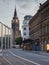 Wuppertal, Germany: August 14, 2021 - An empty street overlooking the town hall in the Elberfeld district