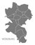 Wurzburg city map with boroughs grey illustration silhouette shape