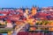 Wurzburg, Germany. Old Town skyline with the towers of St Kilian Cathedral.