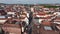 Wurzburg Historical Center Aerial Drone Footage. Old Main Bridge, Wurzburg Cathedral, Marktplatz and walking People