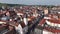 Wurzburg Historical Center Aerial Drone Footage. Old Main Bridge, Wurzburg Cathedral, Marktplatz and walking People