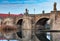 Wurzburg. Old stone bridge in the early morning.