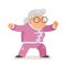 Wushu kungfu taichi fitness healthy activities granny adult old age woman character cartoon flat design vector