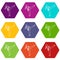 Wushu master icon set color hexahedron