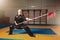 Wushu master training with spear, martial arts