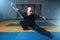 Wushu master training with sword, martial arts