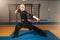 Wushu master training with sword, martial arts