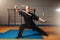 Wushu master training with sword, martial arts