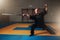 Wushu master training with sword, martial arts