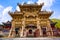 Wutaishan(Mount Wutai) scene-Carved stone torii in front of the Longquan temple door.