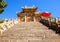 Wutaishan(Mount Wutai) scene-Carved stone torii in front of the Longquan temple door.