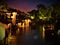 Wuzhen water town, Zhejiang province, China. Colours, night and precious scenery