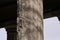 WW2 Bullet holes and shrapnel damage on a column in Berlin, Germany