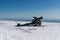 WWI cannon placed on the Military Shrine of Cima Grappa covered by snow. Italy