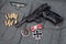 WWII era nazi german army 9 mm semi-automatic pistol with Iron Cross award