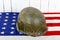 Wwii helmet on american flag