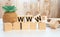 WWW word letter on wooden cubes