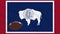 Wyoming flag waving and american football ball rotates, loop