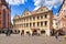 WÃ¼rzburg, Germany - Public library building called `Haus zum Falken` with stucco decoration in Rococo architecture style