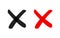 X close delete cross mark symbol icon isolated, deny handwritten error choice element, reject tick button