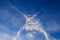 X cross cloud from Aircraft Trails on blue sky background,Thail