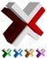 X, cross icon, logo, shape design element in several colors