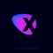 X icon. Letter X inside blue-purple rounded shape, similar to a spot of light.