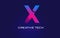 X Initial Letter Logo Design with Digital Pixels in Blue Purple